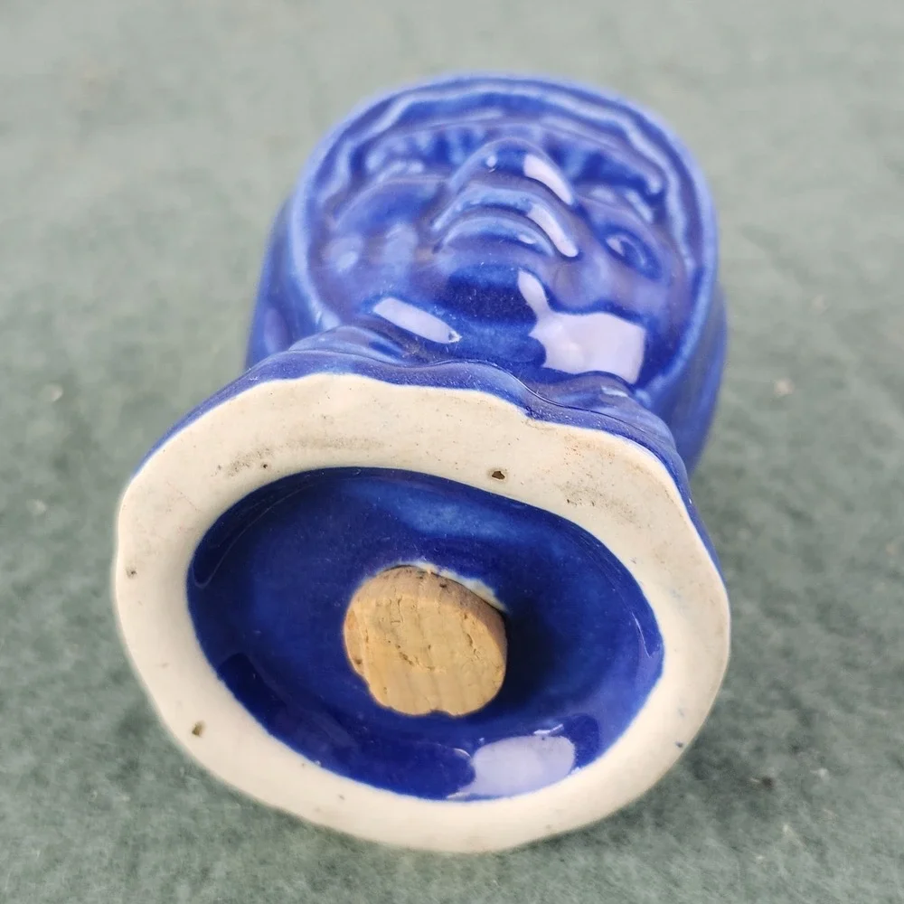 Vintage W.C. Fields Top Hat Blue‎ Glaze 3.25